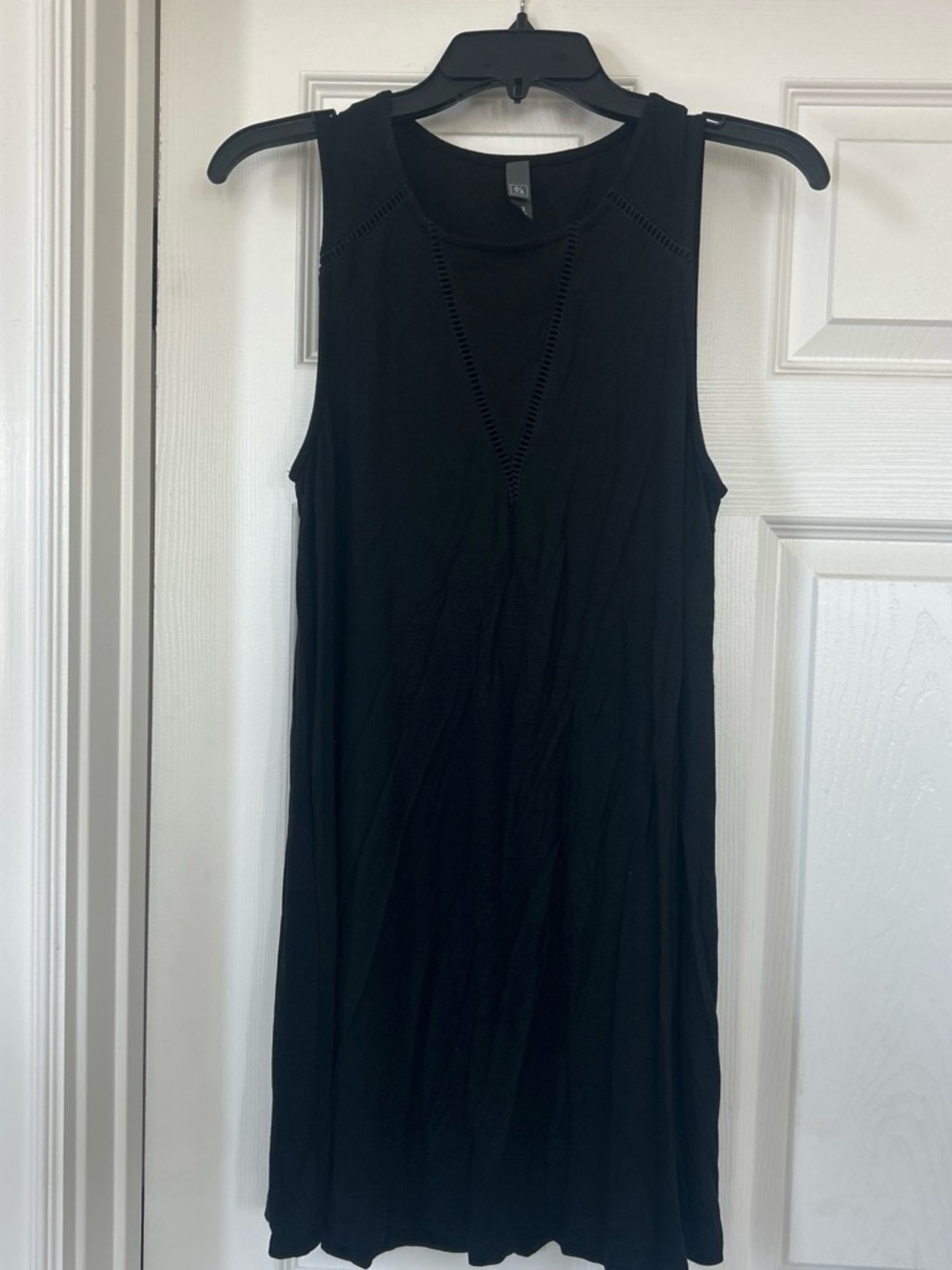 Alya Black Mini Dress with Eyelet V-Panel
